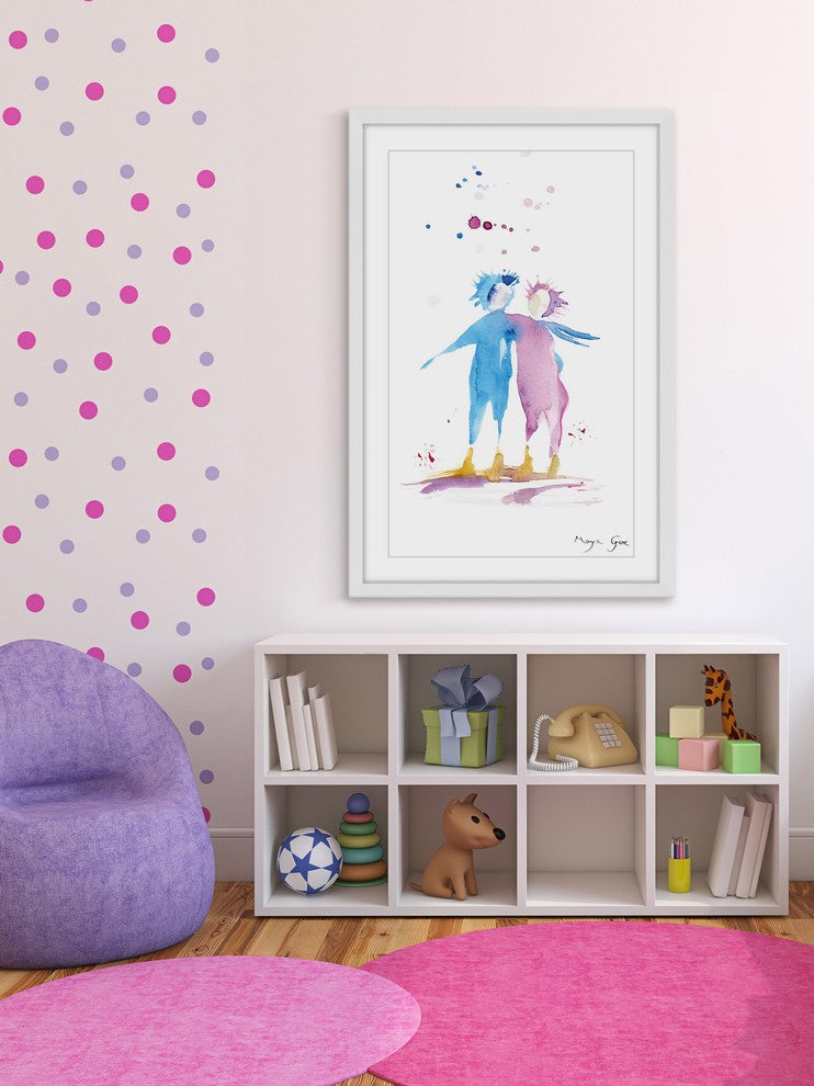 Marmont Hill, "Couple Hug" by Maya Gur Framed Painting Print, 16x24