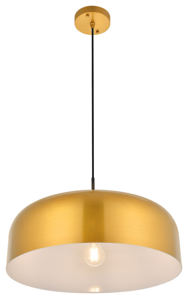 Black Finish 1-Light Pendant, Satin Gold