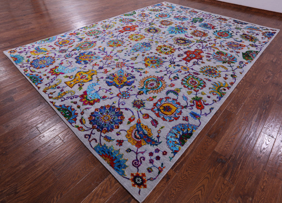 9' 10" X 14' 4" Persian Handmade Wool & Silk Rug - Q15571
