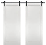 Double Barn Doors & Hardware | Quadro 4111 White Ash | 13FT Rail Solid, 56" X 80