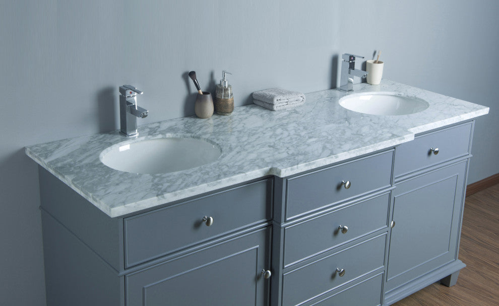 Cadence Double Sink Bathroom Vanity, Gray, 72", Without Mirror