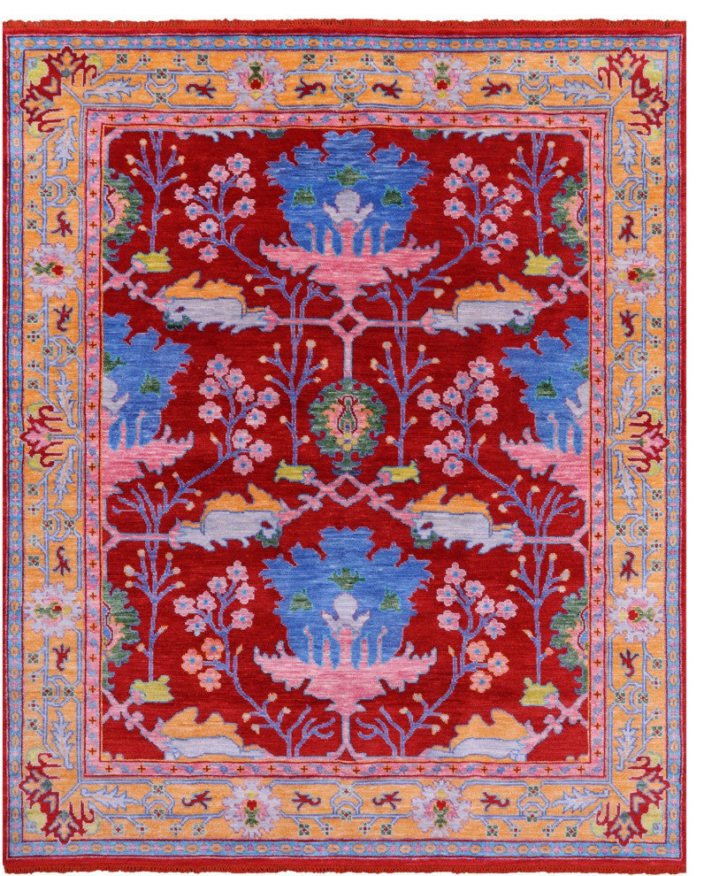8' 0" X 9' 10" Turkish Oushak Hand-Knotted Wool Rug - Q15389
