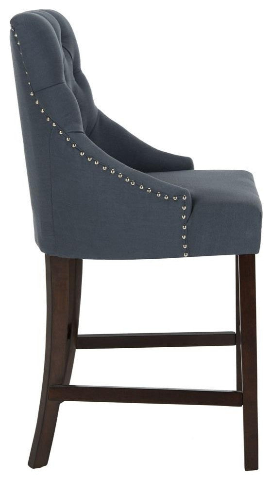 Safavieh Eleni Tufted Counterstool, Navy/Espresso
