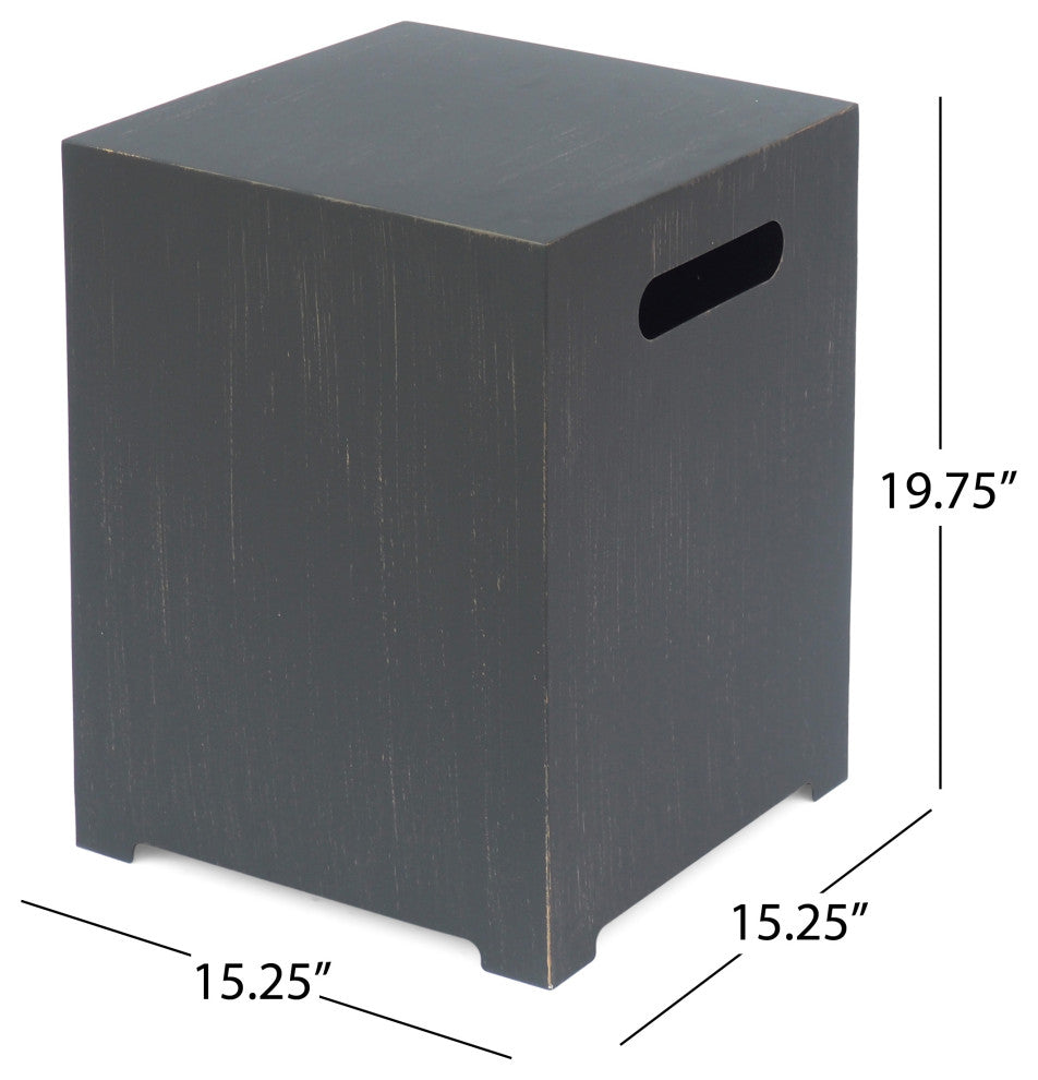 Jasmine Outdoor Metal Tank Holder Side Table, Brushed Brown