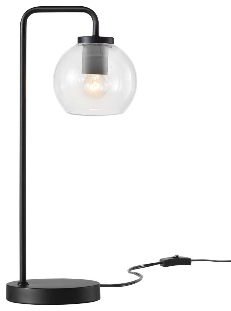 Silo Glass Globe Glass and Metal Table Lamp, Black