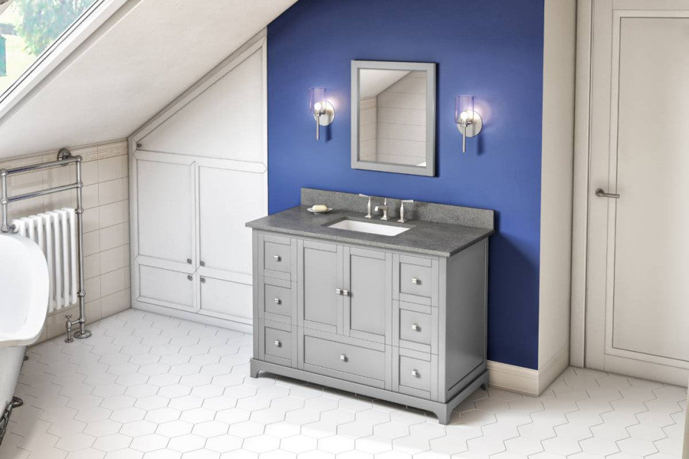 Addington Modern 48" Grey Vanity, Steel Grey Cultured Marble Vanity Top