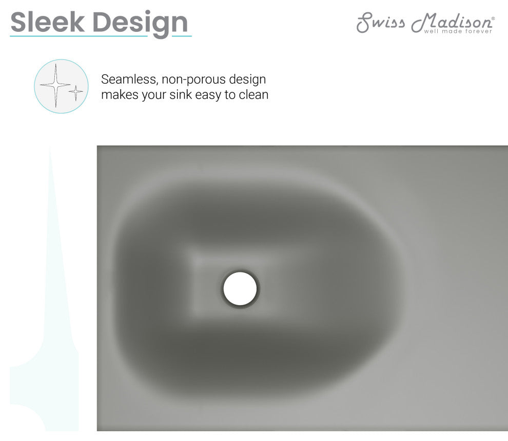 Lisse 24" Rectangle Concrete Wall-Mount Bathroom Sink, Dark Gray