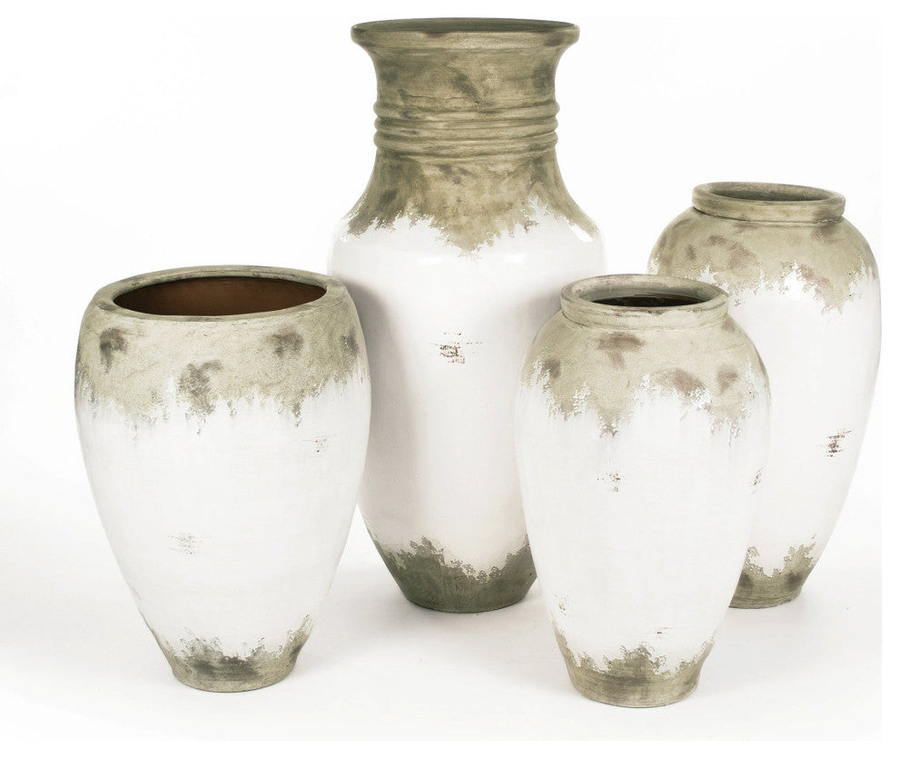 Distressed Off-White Large Vase