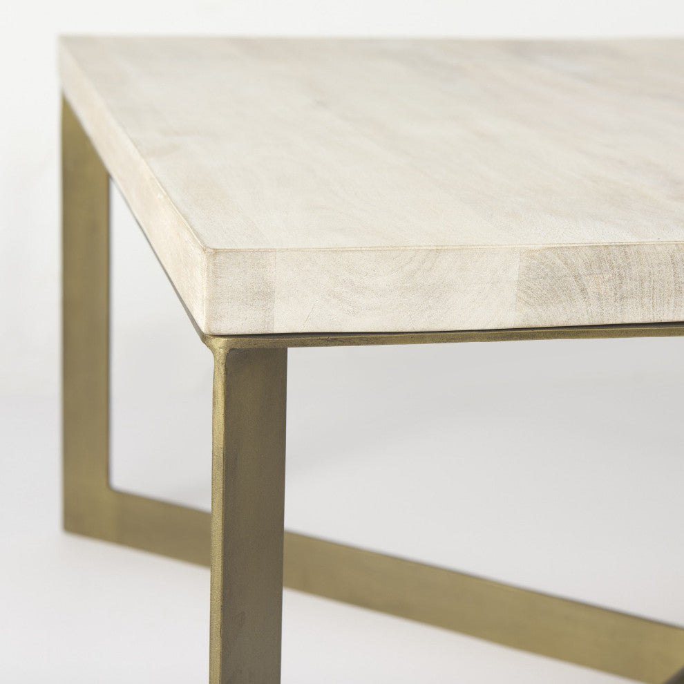 Light Brown Wood and Metal Coffee Table
