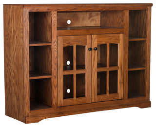 55" Wide Oakridge Tall Bookcase Entertainment Console, Olive Oak