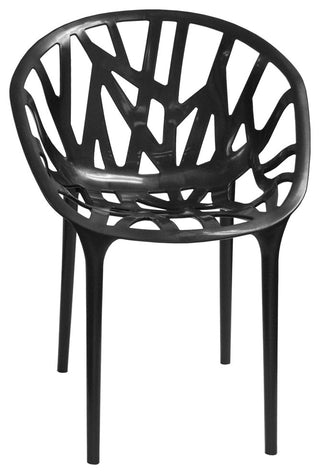 Mod Made Branch Modern Plastic Dining Side Chair, Set of 2, Black