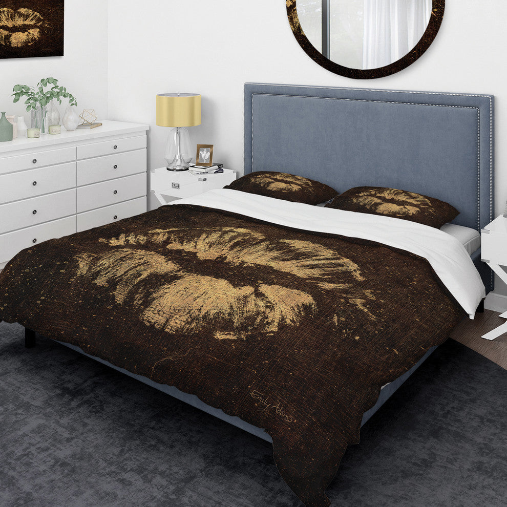 Gold Fashions Lips Glam Duvet Cover Set, Twin