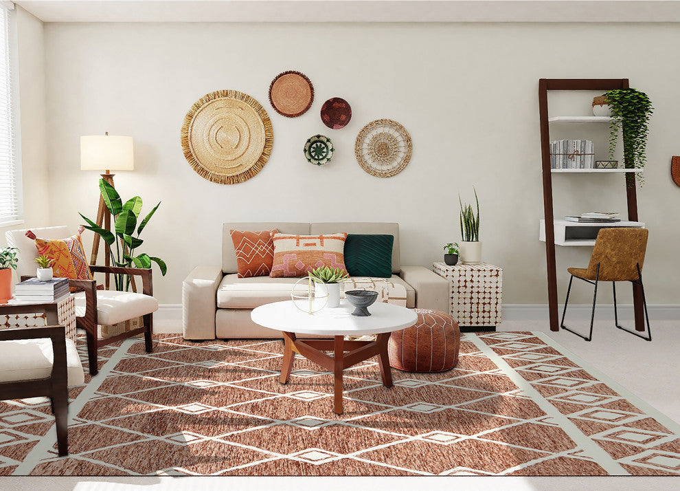 Vista Raton Area Rug, Red, 8' x 10', Geometric
