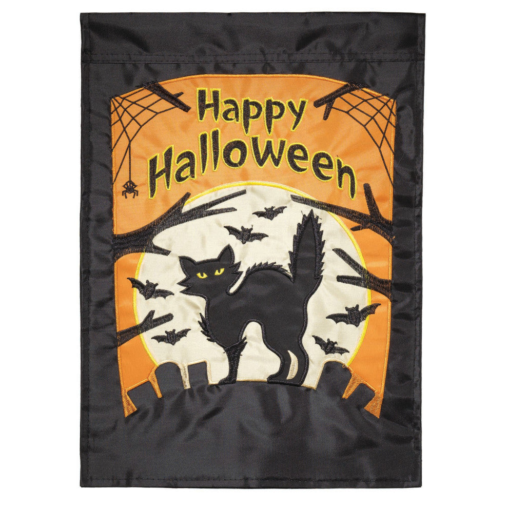 Black Cat Double Applique Flag