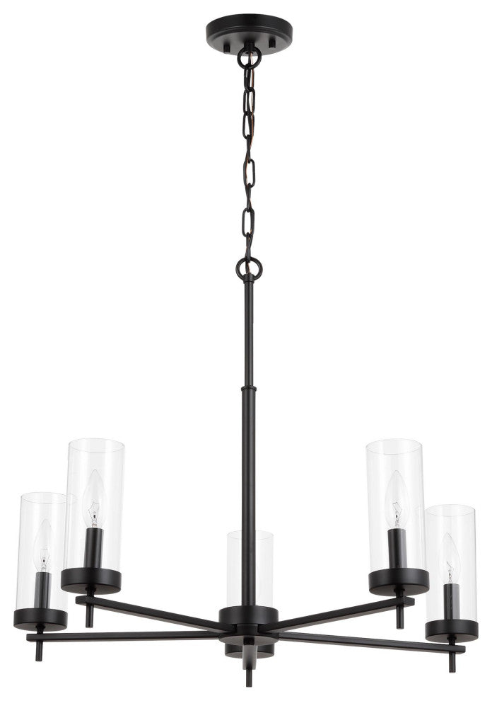 Zire Five Light Chandelier, Midnight Black
