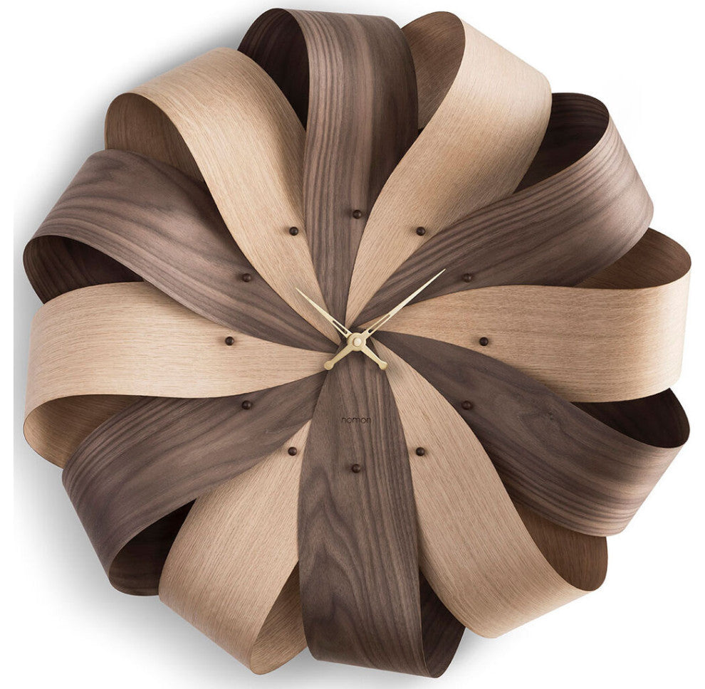 Nomon Brisa Mixto X-Large Clock | Body In Walnut and Oak Wood