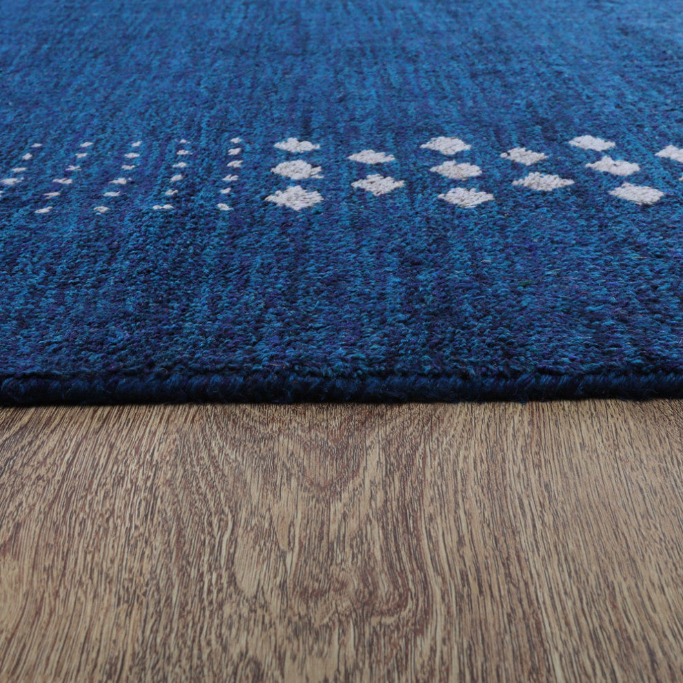 HAND KNOTTED LOOM WOOL ECO-FRIENDLY AREA RUGS - Rectangle, Blue, Contemporary
