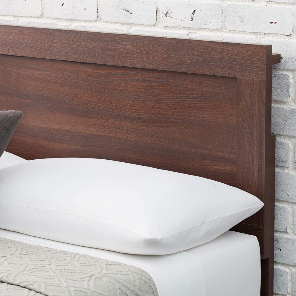 Elegant Wood Platform Bed, Mahogany, Full