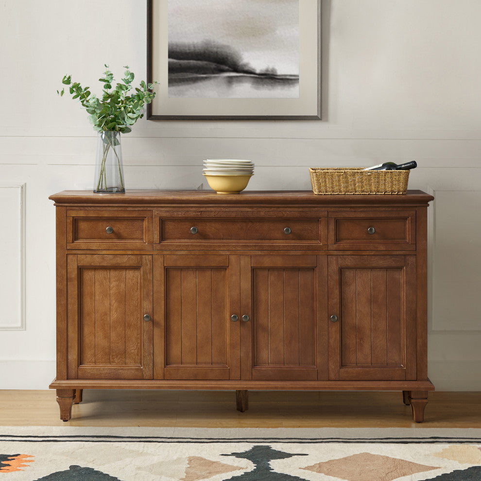 Traditional Sideboard With Storage With 3 Drawers, Acorn