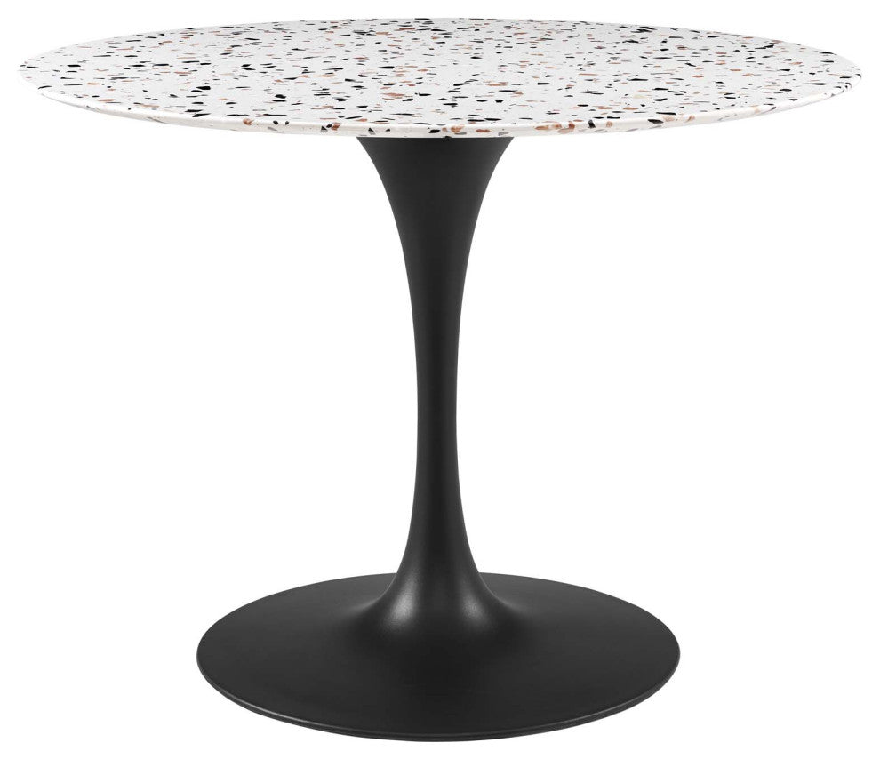 40" Dining Table, Round, White Black, Metal, Modern, Bistro Hospitality