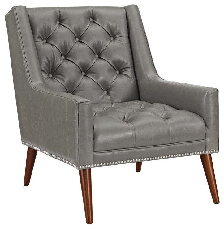 Modern Gray Peruse Faux Leather Armchair