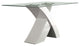 Glass Top Dining Table With X Shape Wooden Base, White and Clear