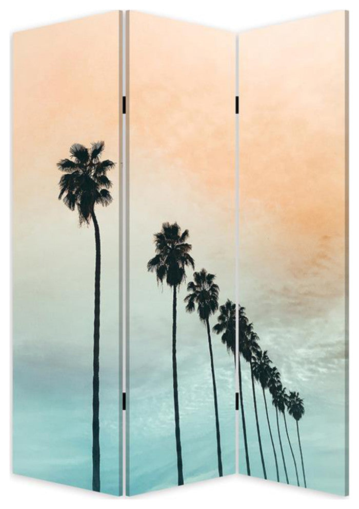 Tropical Palm Trees Room Three Panel Divider Screen