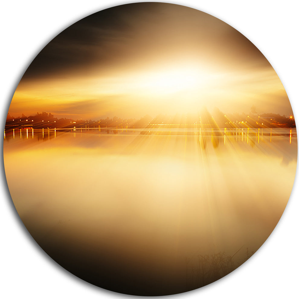 Sunset With Views On The Lake, Round Wall Art Landscape, 23"