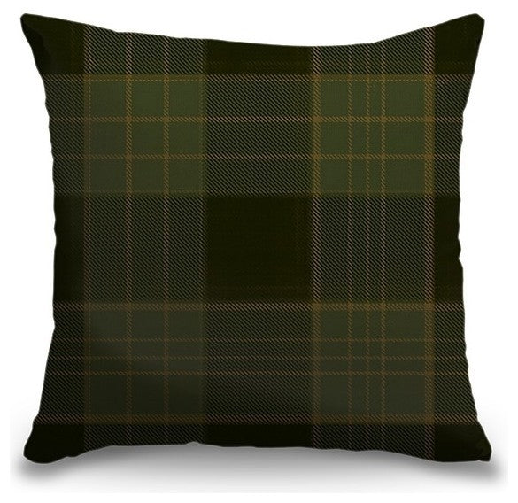 "Dark Green and Brown Tartan Plaid" Pillow 20"x20"
