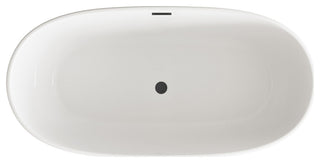 Aaron 59" Soaking Bathtub, Glossy White With Matte Black Trim