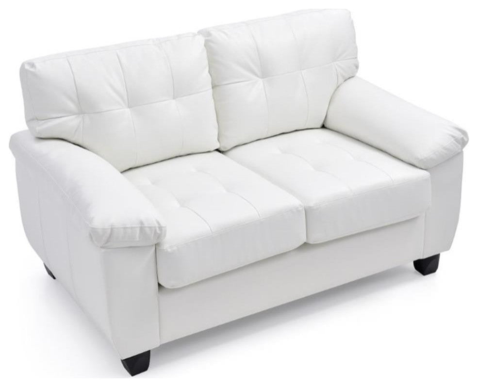 Glory Furniture Gallant Faux Leather Loveseat in White