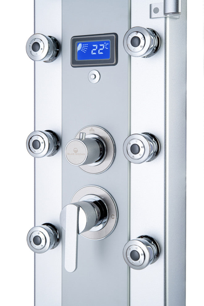 Blue Ocean 52"? Aluminum SPA33D Shower Panel Tower with Rainfall Shower Head