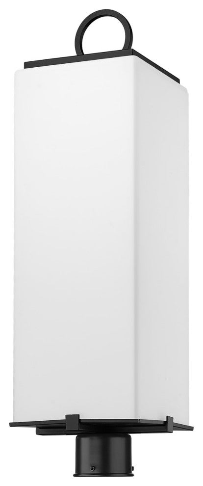 Zlite 593PHBR-BK 3-Light Outdoor Post Mount Fixture, White Opal