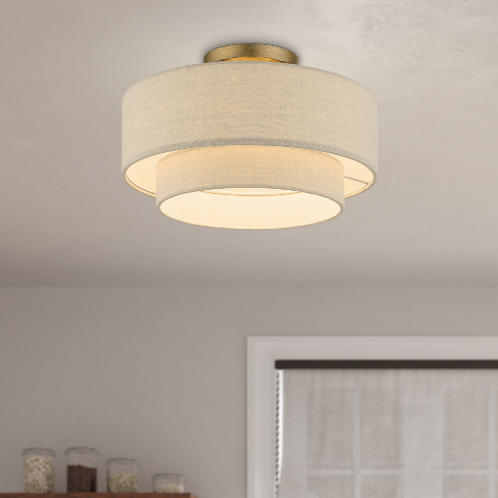 Bellingham 3-Light Antique Gold Leaf Large Semi-Flush