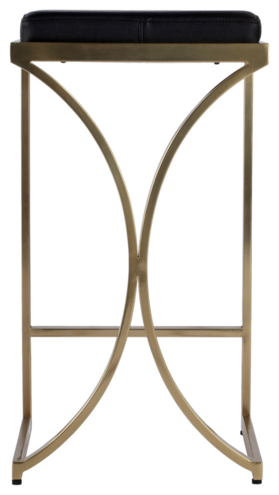 Natalya 24" Counter Stool, Black Leather