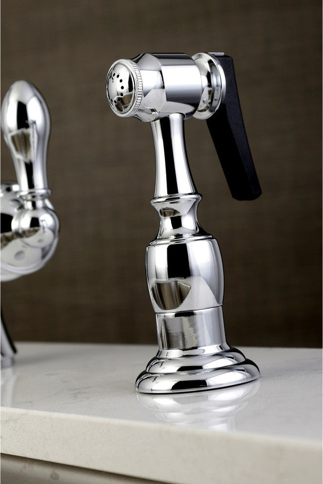 Gourmetier Single-Handle Kitchen Faucet, Side Sprayer, Polished Chrome
