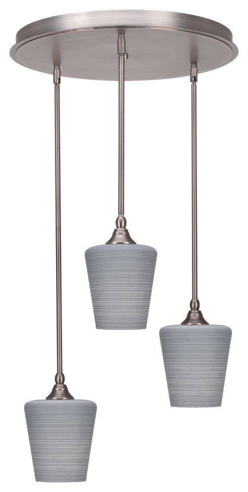 Empire 3-Light Cluster Pendalier, Brushed Nickel/Gray Matrix