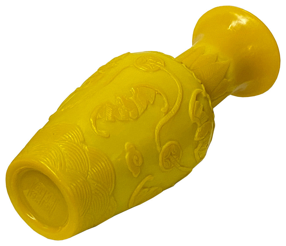 Oriental Handmade Bats Coins Motifs Yellow Peking Glass, Hws2233