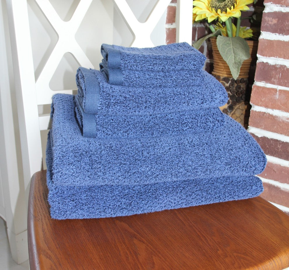 Everplush Diamond Jacquard Bath Towel Set 6 Piece, Navy Blue