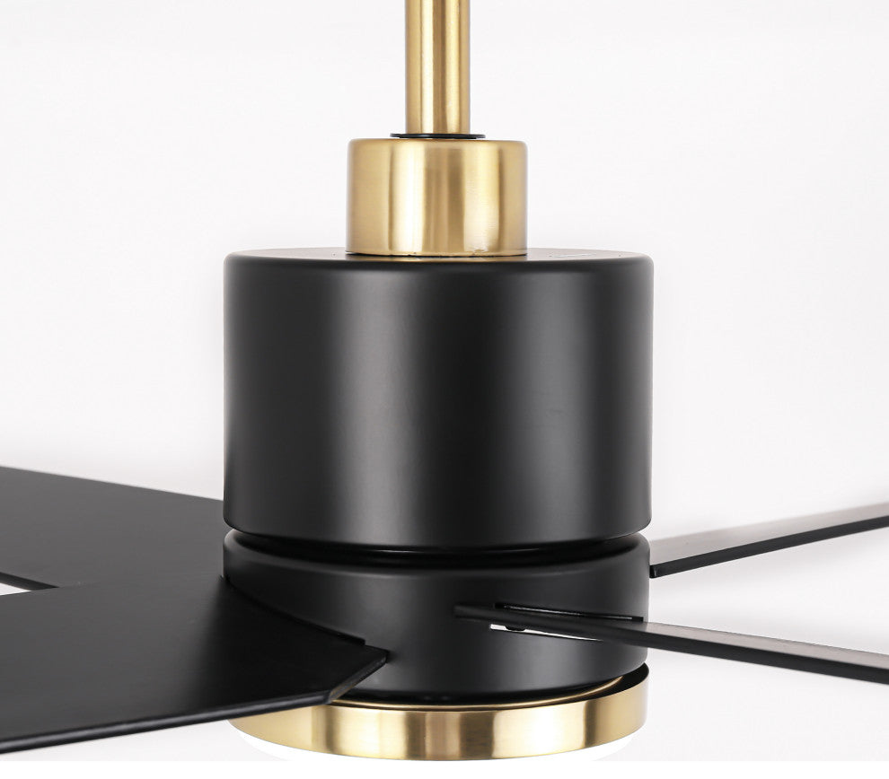 52 in. LED Matte Black and Gold Ceiling Fan with DC Reversible Motor
