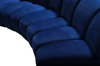 Infinity Channel Tufted Velvet Modular Chair, Navy, 5 Piece