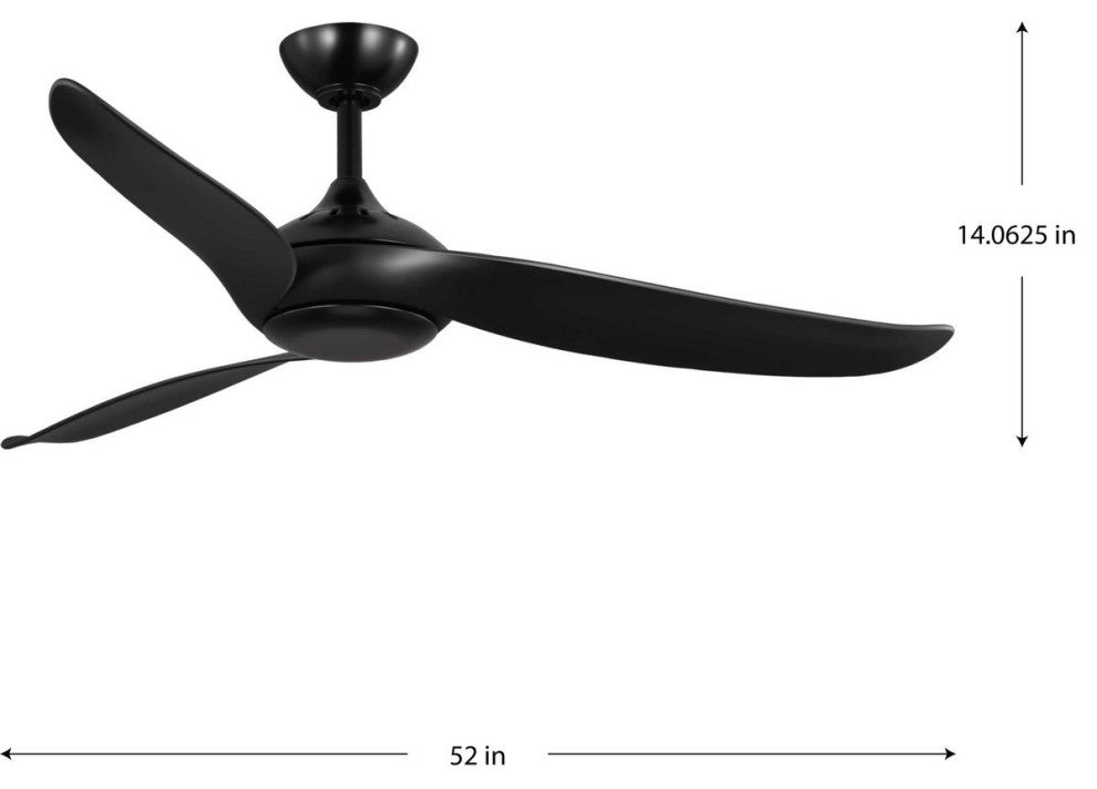 Conte Collection 52" 3-Blade Ceiling Fan, Matte Black