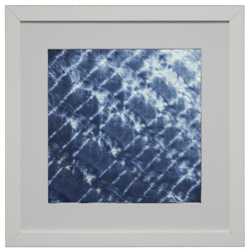 Shibori Indigo 3 Matted, White Frame
