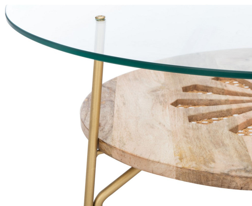 Rory Round Coffee Table Natural Brass