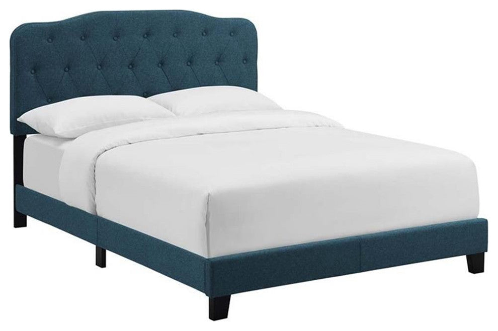 Modway Amelia Queen Upholstered Polyester Fabric Bed in Azure Blue Finish