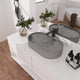 23in Bathroom Concrete Oval Vessel Sink with Drainer, Mottled Bluish Grey