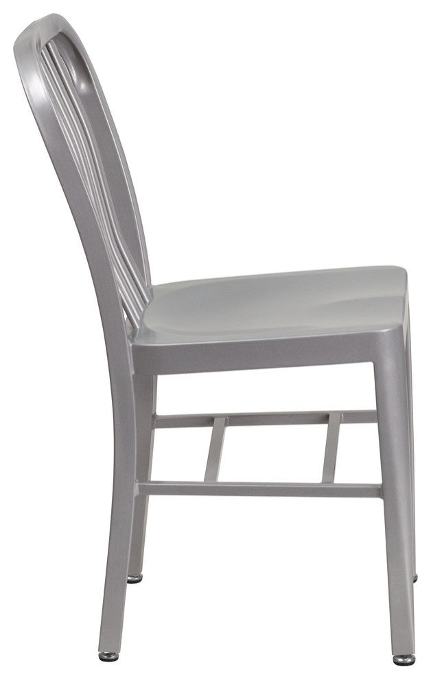 Silver Metal Indoor-Outdoor Chair