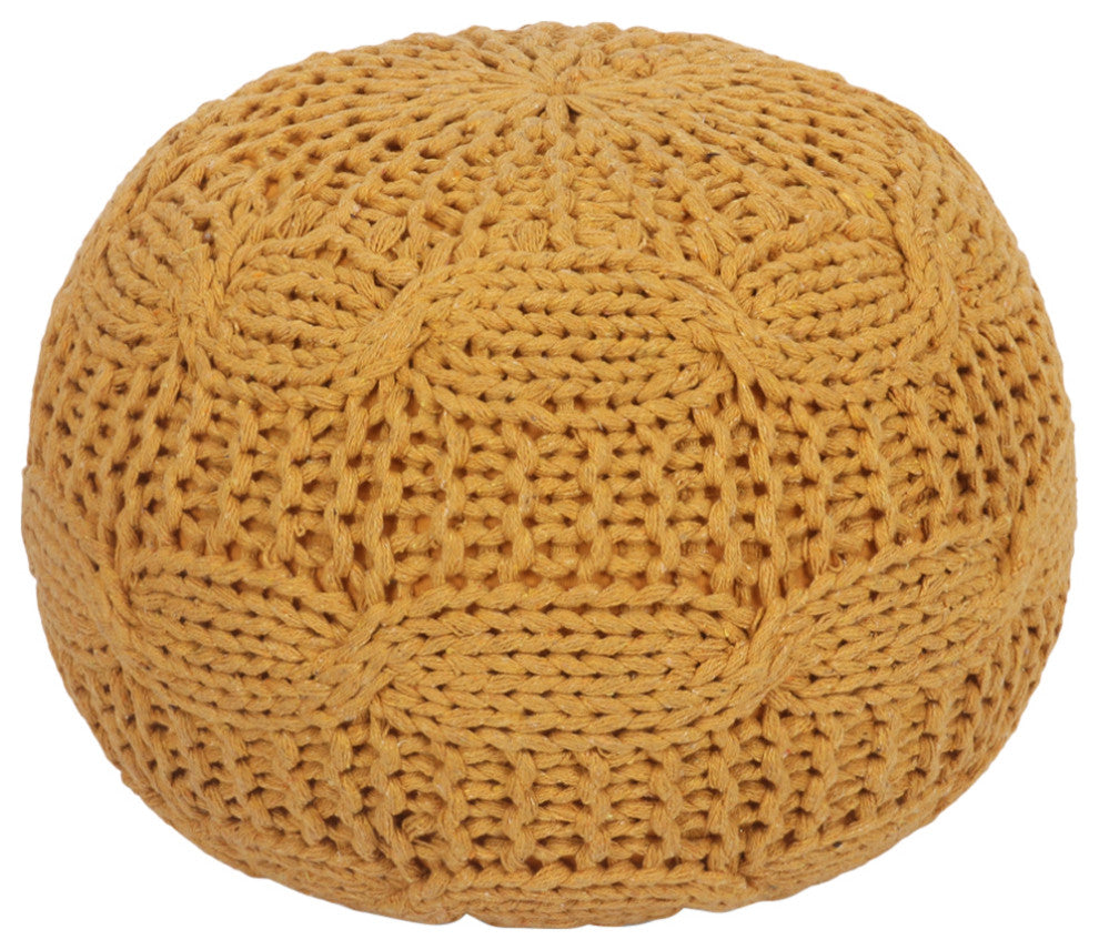 Alonna Cotton Yarn Pouf, Yellow