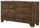 Benzara 6 Drawer Wooden Dresser With Round Knobs and Tapered Legs, Brown