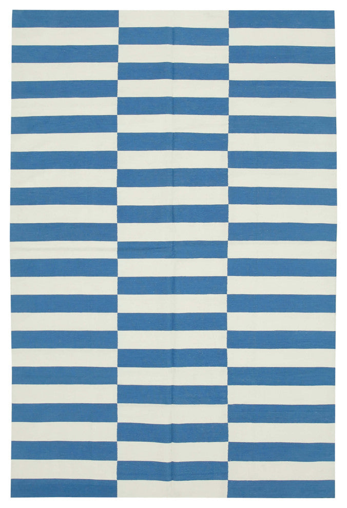 Rug N Carpet - Handmade Wool 5' 11'' x 9' 1'' Geometric Dhurrie Kilim Rug